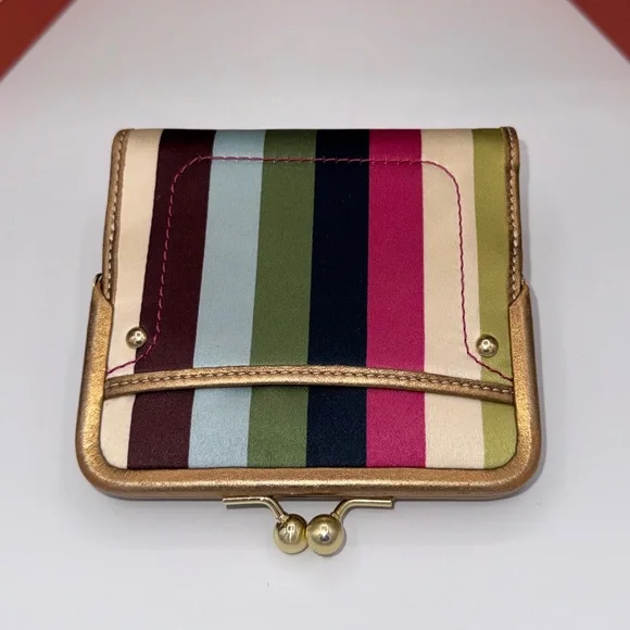 COACH LEGACY STRIPE FRAMED WALLET WITH KISSLOCK COIN - Picture 15 of 16